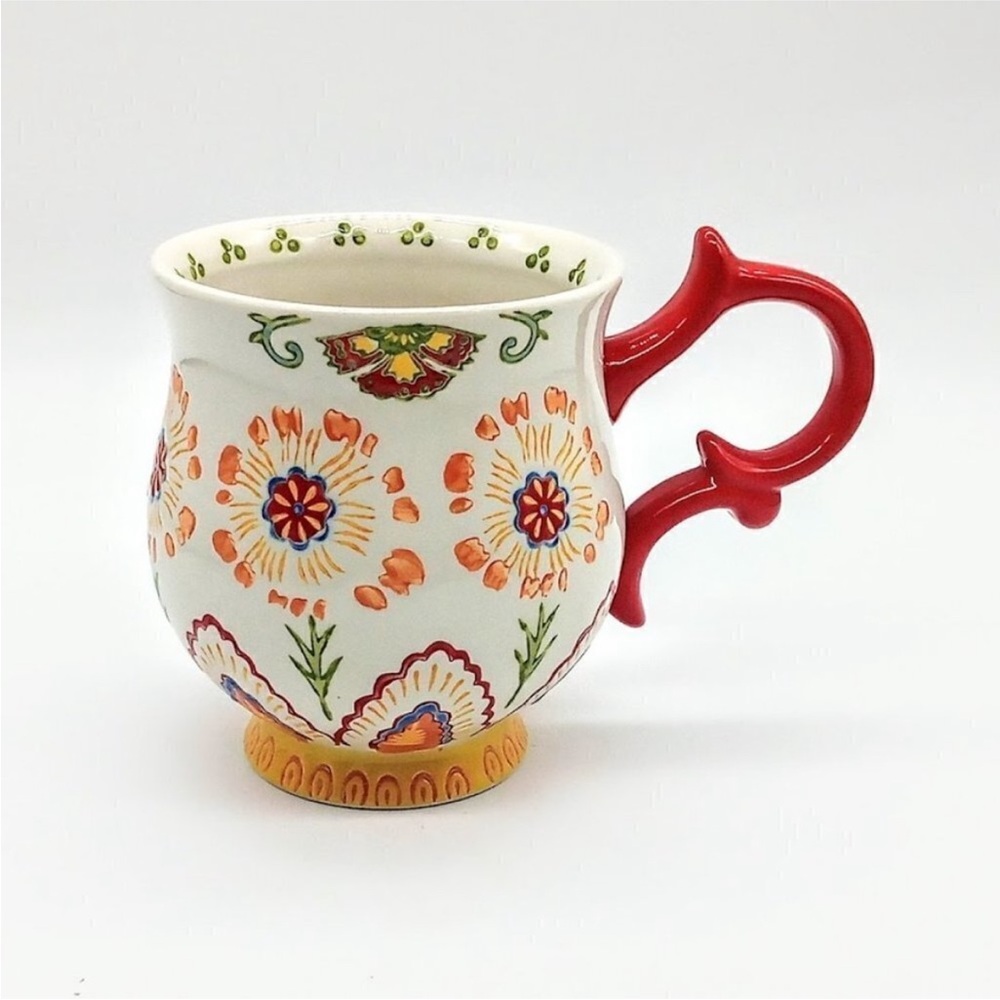 Dutch Wax Handpainted Multicolor
Floral Ceramic Mug